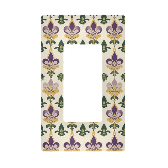 Yayeee Rocker Switch Wall Plate 1-Gang 4.6"x2.9" Home Decorative Outlet Cover, Beige Floral Pattern