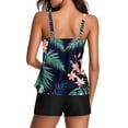 thumbnail image 7 of Jsaierl Women's Two Piece Tankini Bathing Suits Blouson Swim Tops Summer Print Swimwear Conservative Cute Modest Beachwear with Swim Shorts Tankini Swimsuits, 7 of 7
