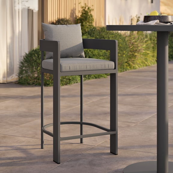Modway Tahoe Outdoor Patio Aluminum Bar Chair in Gray