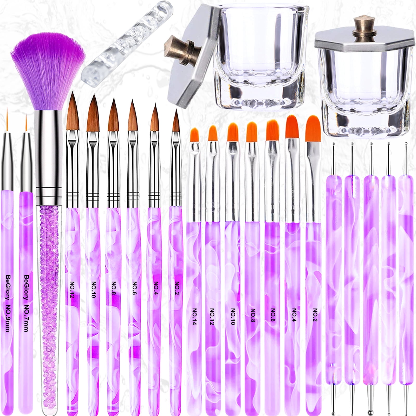 24PCS Nail Art Brushes Acrylic Nail Brush Set for Acrylic Application, UV Gel Nail Polish Brush Nail Art Painting Brush Dotting Tool Nail Dust Remover Brushes for Nail Salon Art Tools