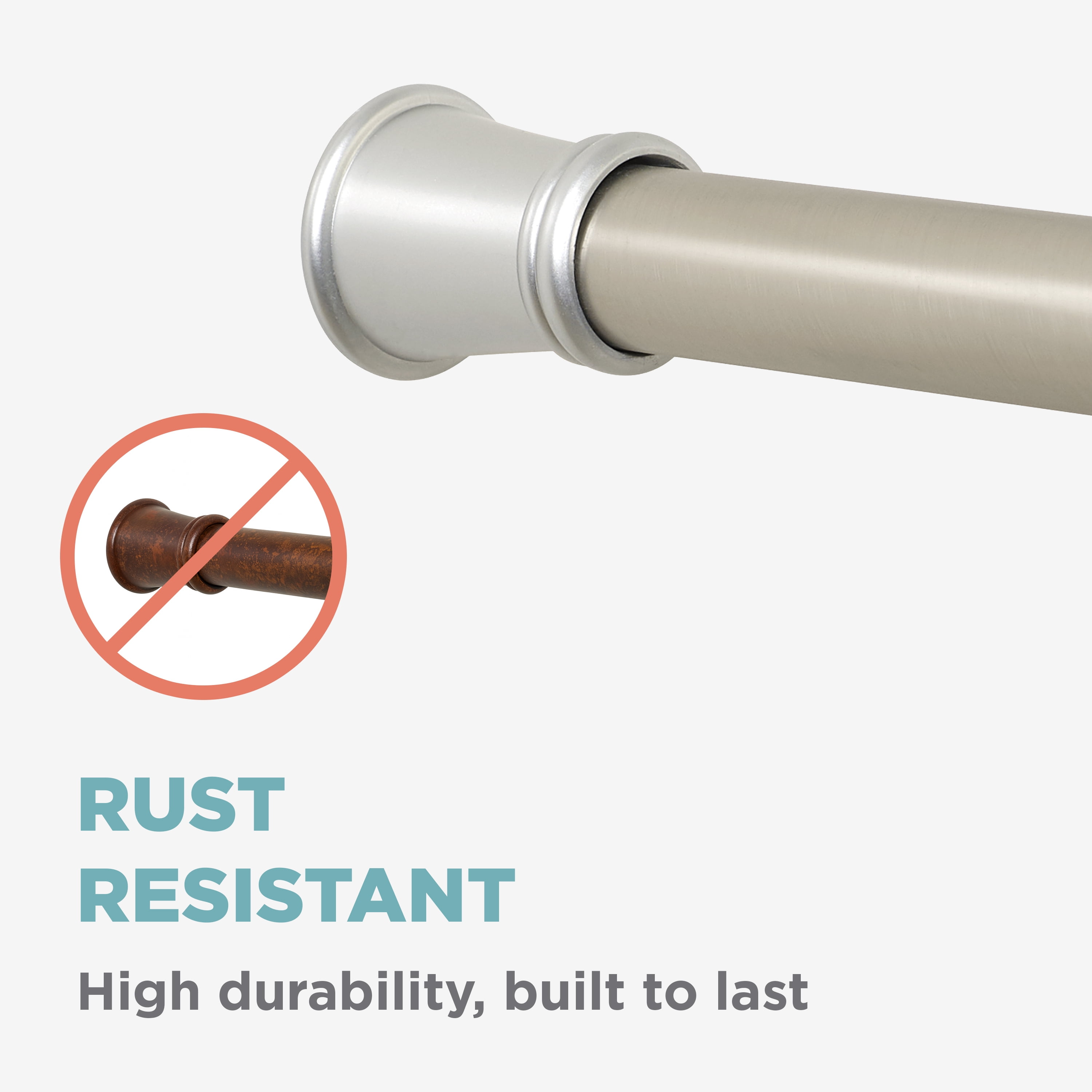 Zenna Home 26" to 76" Adjustable Tension Shower Rod, Brushed Nickel