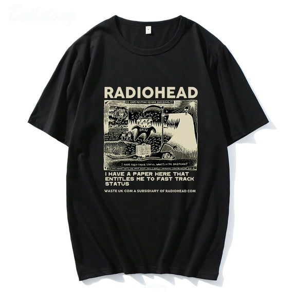 Radiohead Inspired Vintage Graphic Cotton-Blend T-Shirt - Unisex Oversized Short Sleeve Summer
