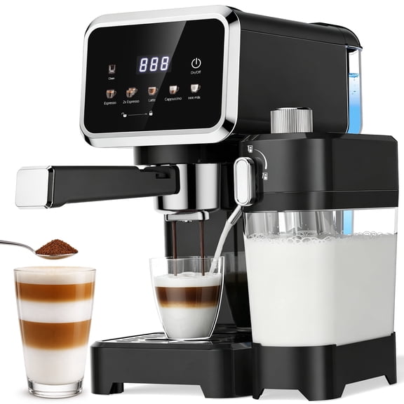 Friwest Espresso Machine 20 Bar, Super Compact Espresso Maker with Touch Screen, Professional Coffee Machine, Automatic Milk Frother for Cappuccino