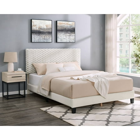 Newboti Findlay 2-Piece Bedroom Set, Plush 3D Upholstered Bed with Nightstand, Queen 490181405673892