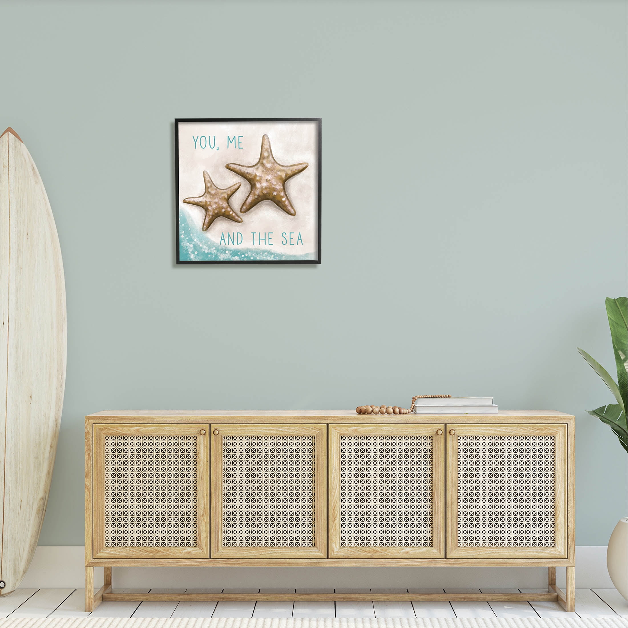 Stupell Industries You Me & Sea Romantic Beach Lover Graphic Art Black Framed Art Print Wall Art, Design by Elizabeth Tyndall