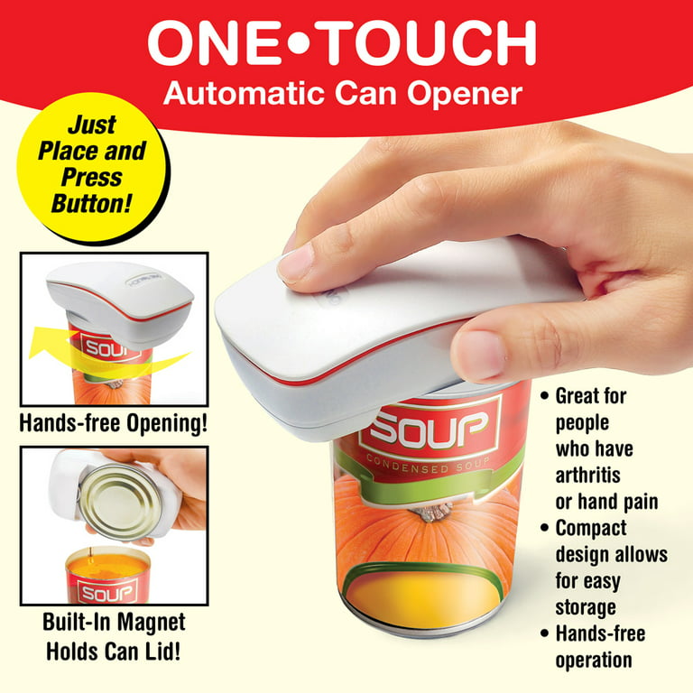 One-Touch Electric Can Opener, Handheld Easy Grip Press Start and