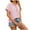 Pink, variant on Solid Color Women Casual Summer Hoodies Short Sleeve Drawstring Hoodies Tops Button Front V-Neck Pullover T-Shirt Tee Tops Leisure Women Tops Dressy Casual