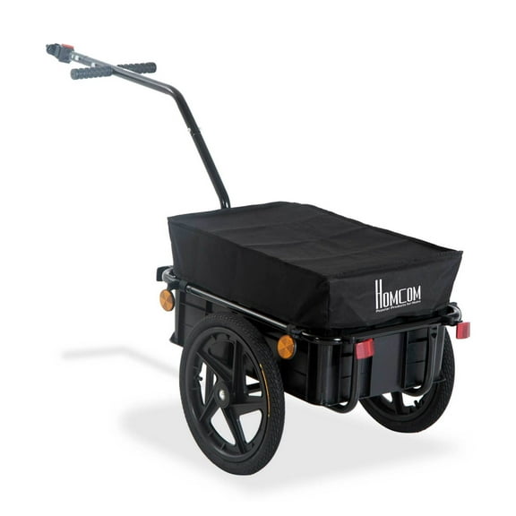 Aosom Bike Cargo Trailer - Waterproof Bike Wagon with 16in Wheels, 88lbs Capacity Black   Steel