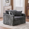 thumbnail image 4 of 45" Wide Oversized Accent Chair, Upholstered Chenille Reading Chair with Curved Armrests, Modern Lounge Chair Single Sofa for the Big Family, 500LBS Weight, Charcoal, 4 of 9