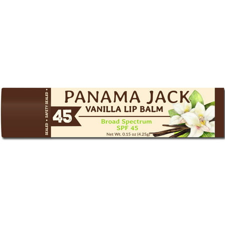 Panama Jack Tropical Lip Balm - SPF 45, Broad Spectrum UVA-UVB Sunscreen Protection, Prevents & Soothes Dry, Chapped Lips (Vanilla Lip Balm, Pack of (Best Sun Protection For Lips)