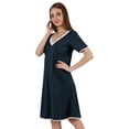 thumbnail image 3 of Inkmeso Solid Nightgown Dress For Women Nightwear Lace short sleeve Loungewear Tunic, 3 of 7