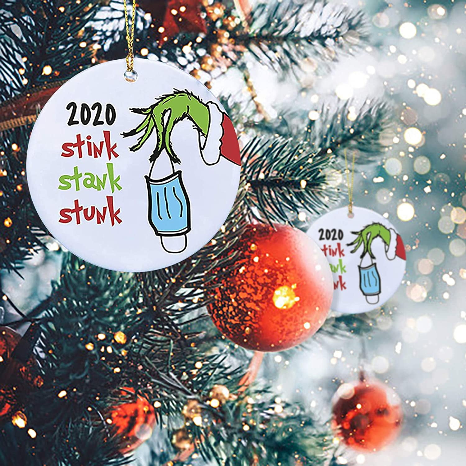 2020 Stink Stank Stunk Ceramic Mask Christmas Tree Ornament Hanging Decor Gift 