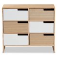 thumbnail image 4 of Baxton Studio Eben Blanc et Chêne Brun Fini Bois Armoire de Rangement à 6 Tiroirs, 4 of 10