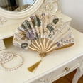 thumbnail image 5 of Luoshdecor Small Folding Fan Hand Fan Vintage Chinease Floral Bamboo Fans with Tassel for Dance, Performance, Wedding, Party,Gift, 5 of 6