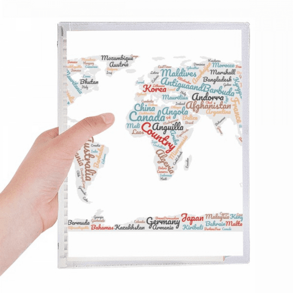 global map country geography wordcloud notebook loose diary refillable journal statiry