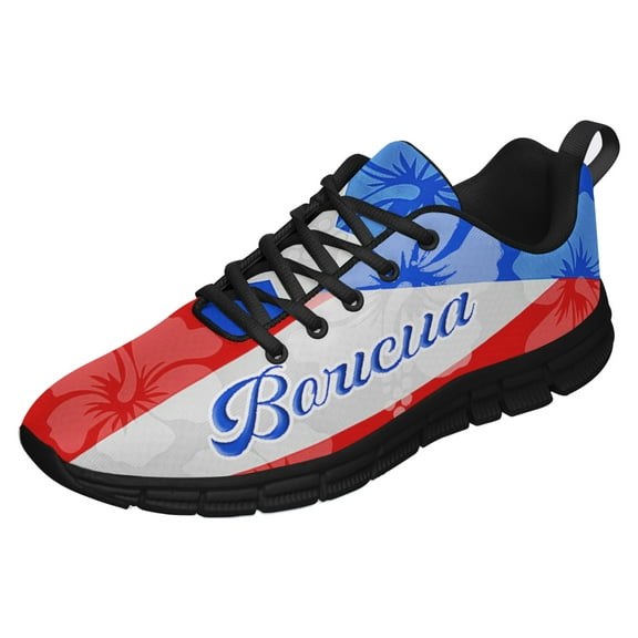 Puerto Rico Shoes Men Women Running Tennis Shoes Breathable Casual Puerto Rico Flag Sneakers Black Size 3.5