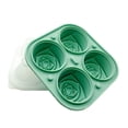 thumbnail image 1 of Toystoory Molde de cubitos de hielo de 4 agujeros, forma de rosa de silicona, bandeja de Chocolate para bebidas frías, molde casero para hacer Barra de herramientas Verde, 1 of 6