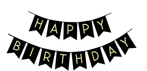 Chalkboard Look Black White & Green Personalised Birthday Party Bunting 