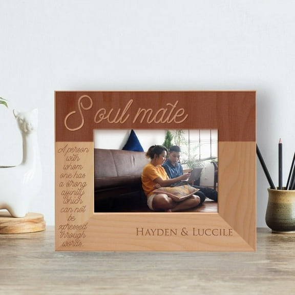 Soul Mate Personalized Wooden Frame-5" x 3 1/2" Brown Horizontal