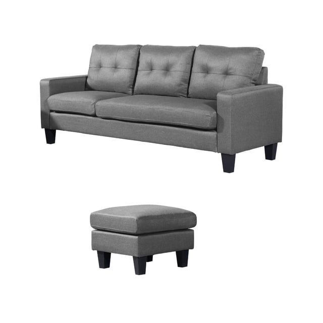 Sofá de 3 Plazas con Ottoman EKE Life Home Tapizado en Tela, Diseño Moderno para Sala