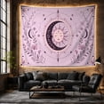 thumbnail image 6 of Sun and Moon Face With Floral Vines and Lavender Background, Calming Boho for Celestial Lovers, Botanical Wall Art, Housewarming Gift, Tapestry Wall Hanging for Bedroom and Living Room, 6 of 7