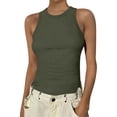thumbnail image 3 of WULMLEO High Neck Tank Top for Women Ribbed Casual Tops for Summer Layering Army Green M, 3 of 6