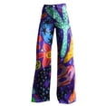 thumbnail image 4 of Women's Casual Pants 2025 New Summer Flower Wide Leg Pants Lightweight And Loose Casual Colorful Pants Imitation Jeans,Blue Women's Casual Pants L, 4 of 4