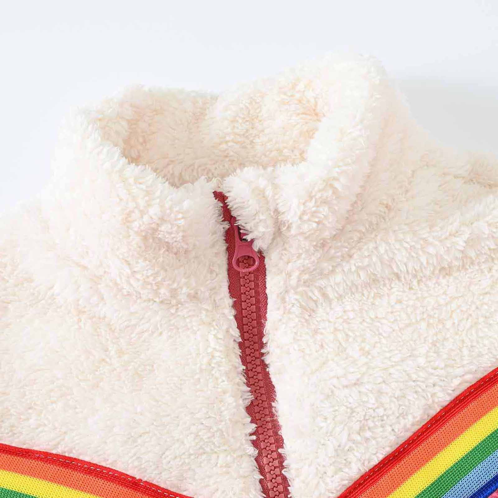 YYDGH Girls Zipper Jacket Fuzzy Sweatshirt Long Sleeve Casual Cozy Fleece Sherpa Outwear Coat Full-Zip Rainbow Jackets(Khaki,5-6 Years) - image 4 of 8