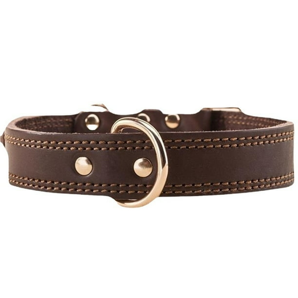 Collar de cuero genuino para perro/cuero genuino suave al tacto, duradero/ajustable, perfecto para perros machos, hembras, pequeños, medianos y grandes (no personalizado)