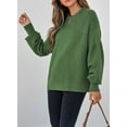thumbnail image 4 of Eytino Women Sweaters 2025 Oversized Casual Crewneck Pullover Sweaters Long Sleeve Cable Knit Lightweight Pullover Tops Green, 4 of 10