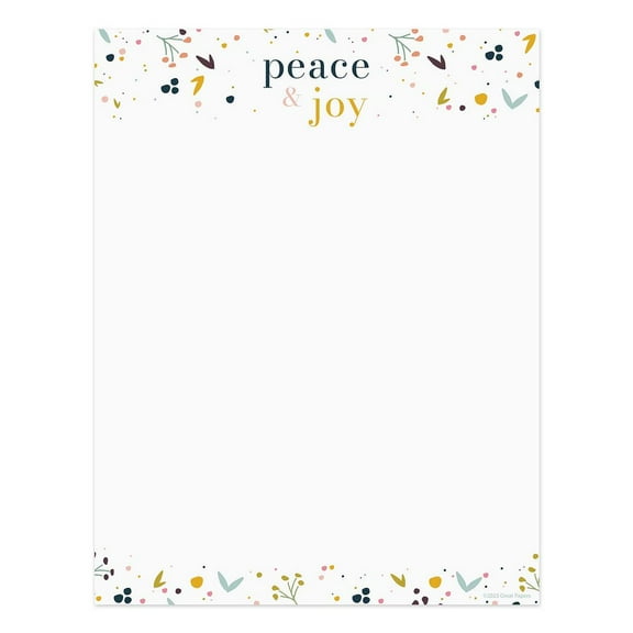 Peace And Joy Christmas Letterhead / 50 Sheets / 8.5" x 11" Festive Winter Holiday Paper / Decorative Christmas Greeting Stationery