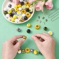 thumbnail image 4 of U8MO 50x Wood Printed Houndstooth Daisy Sunflower Flower Loose Jewelry Spacer Beads, 4 of 6