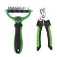 thumbnail image 1 of Rastrillo para el subpelo de mascotas, kit de aseo de doble cara para eliminar nudos, peine para la muda de pelo de mascotas con cortaúñas para perros, gatos y conejos., 1 of 14