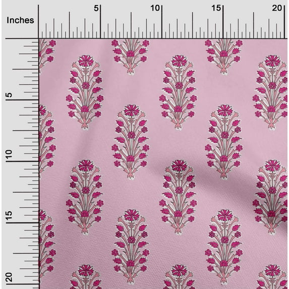 oneOone Cotton Poplin Fabric Leaves & Floral Block Decor Fabric Printed BTY 56 Inch Wide