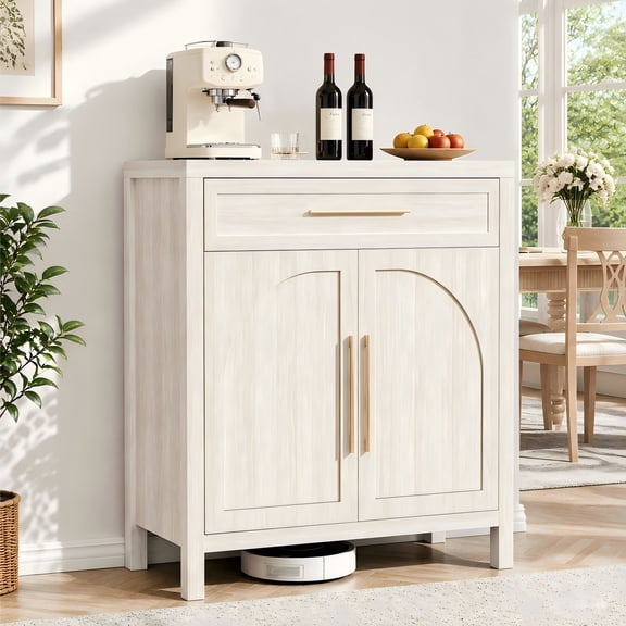 WACASA Modern Storage Cabinet Sideboard Buffet Cabinet with 2 Doors & 1 Drawer, Kitchen Cabinets with Adjustable Shelves for Kitchen Living Dining room, White