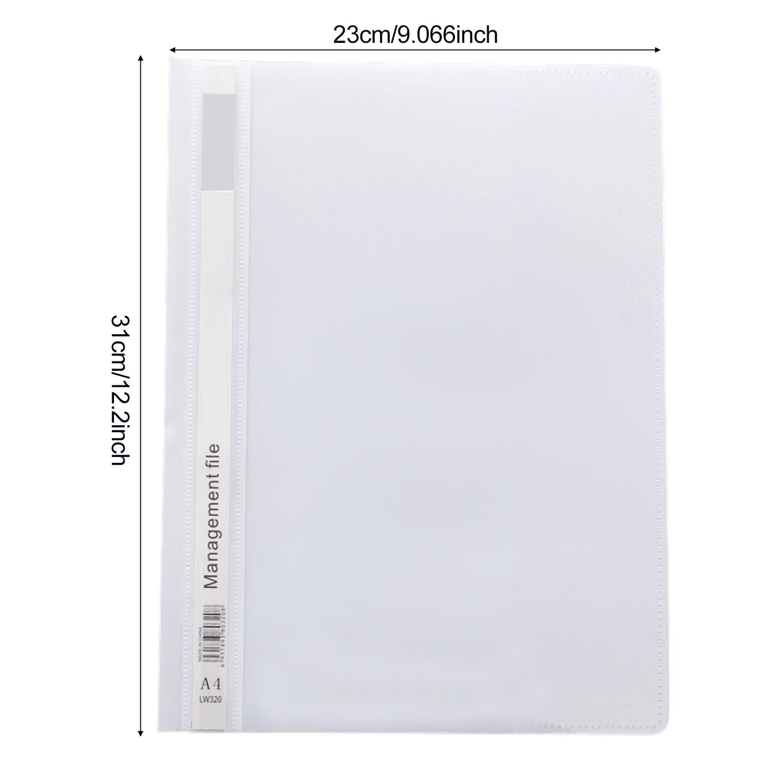 OIUR 12Pcs A4 Clear File Folders Punch-Hole Binders with Movable Index Cards Plastic Document Organizer for Office School