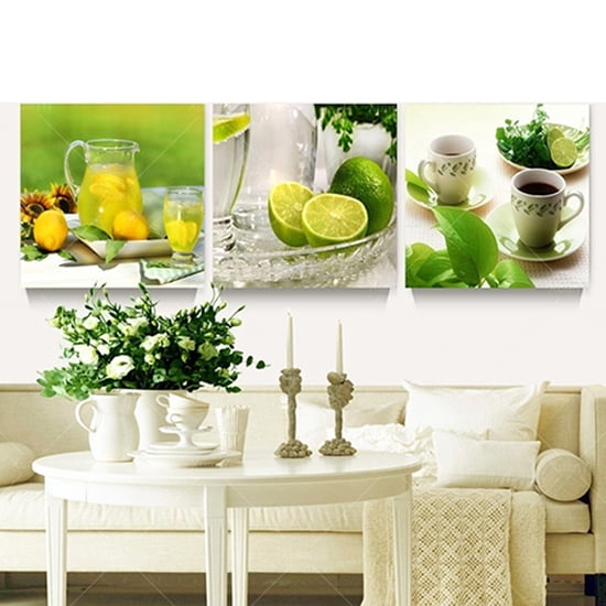 AURORA TRADE Kitchen Decor Canvas Wall Art - Modern Paintings for Dining Room Food Lemon Tableware Restaurant Poster Home Decor Frameless
