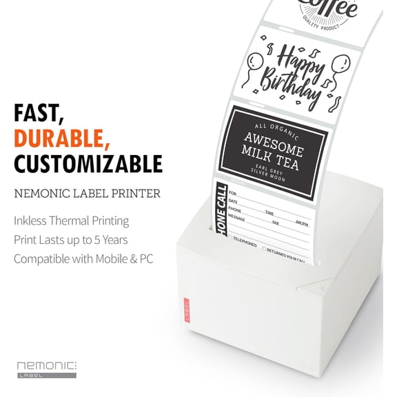 Nemonic Label Printer | Inkless Bluetooth Thermal Label Printer for Small Business |  Shipping Label Maker & Portable Wireless
