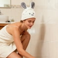 thumbnail image 5 of Wooowa Bunny Pattern Coral Fleece Soft Absorbent Towel, for Men Women Face Washing Bathing and Hair Drying, 5 of 6