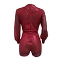 thumbnail image 5 of Miluxas Sequin Rompers for Women Clearance Long Sleeve Jumpsuits Playsuits Sparkle Metallic Party Romper Wine 10(XL), 5 of 5