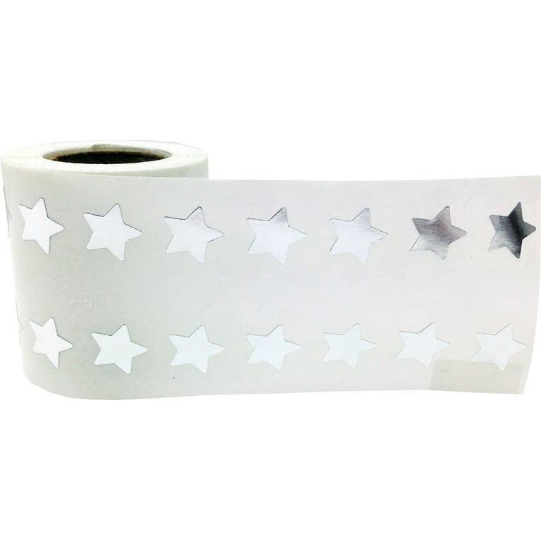 Metallic Silver Star Stickers, 1/2 Inch Wide, 1000 Labels on a