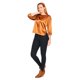 thumbnail image 2 of Blusa Mujer Lisa Ocre Manga 3/4 Plizada Satinada Casual cafe CH INCÃGNITA 550453, 2 of 5