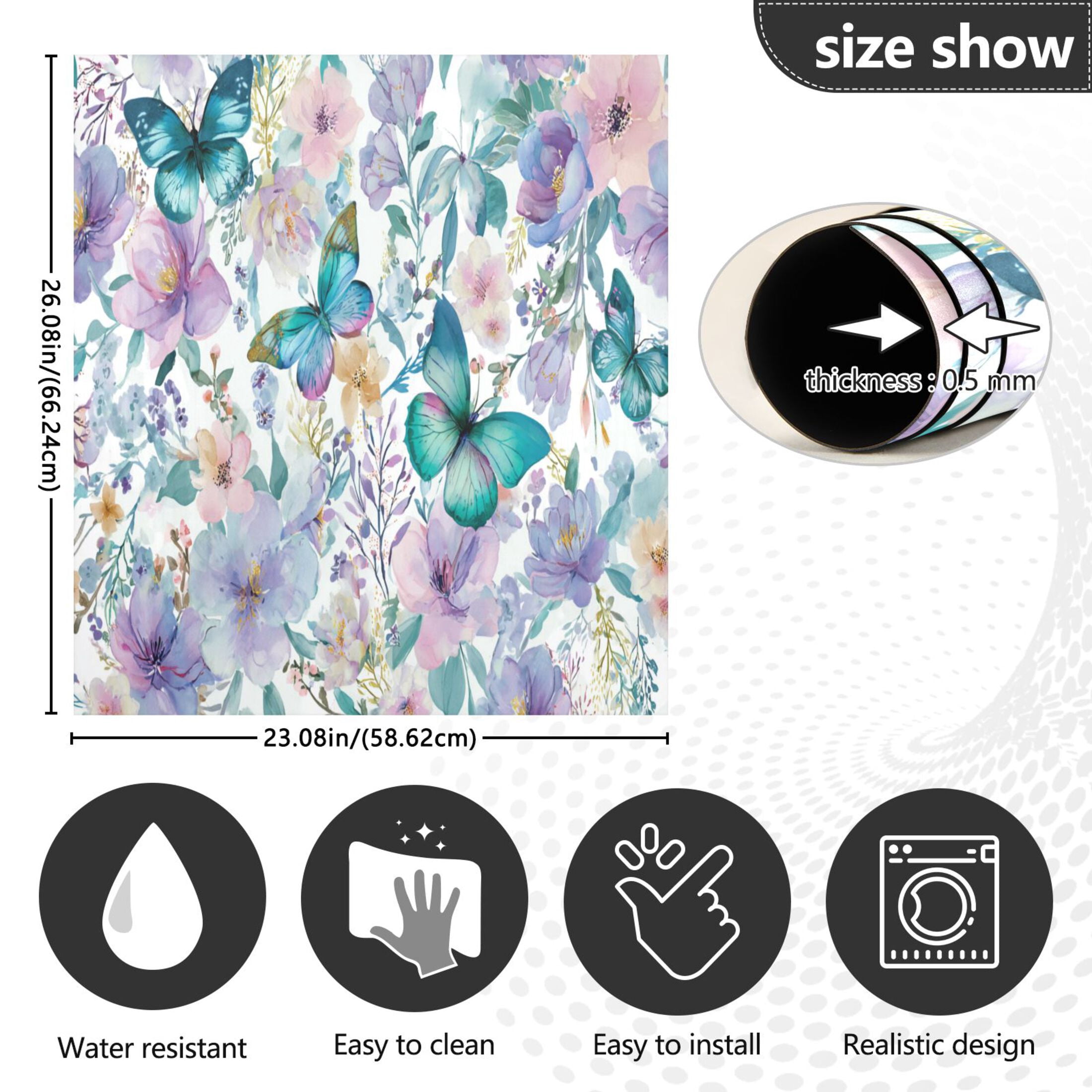 Dishwasher Magnetic Refrigerator Magnet Cover Sticker Home Decorative 23"x26" Watercolor Butterflies Pattern