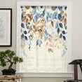 thumbnail image 4 of Orange Blue Botanical Semi Sheer Curtains Drapes for Living Room,Bedroom,French Doors Window 45 Inches Long,Weeping Fall Eucalyptus Leaves Rustic Rod Pocket Chiffon Curtain Drapery Voile Drape Panel, 4 of 6