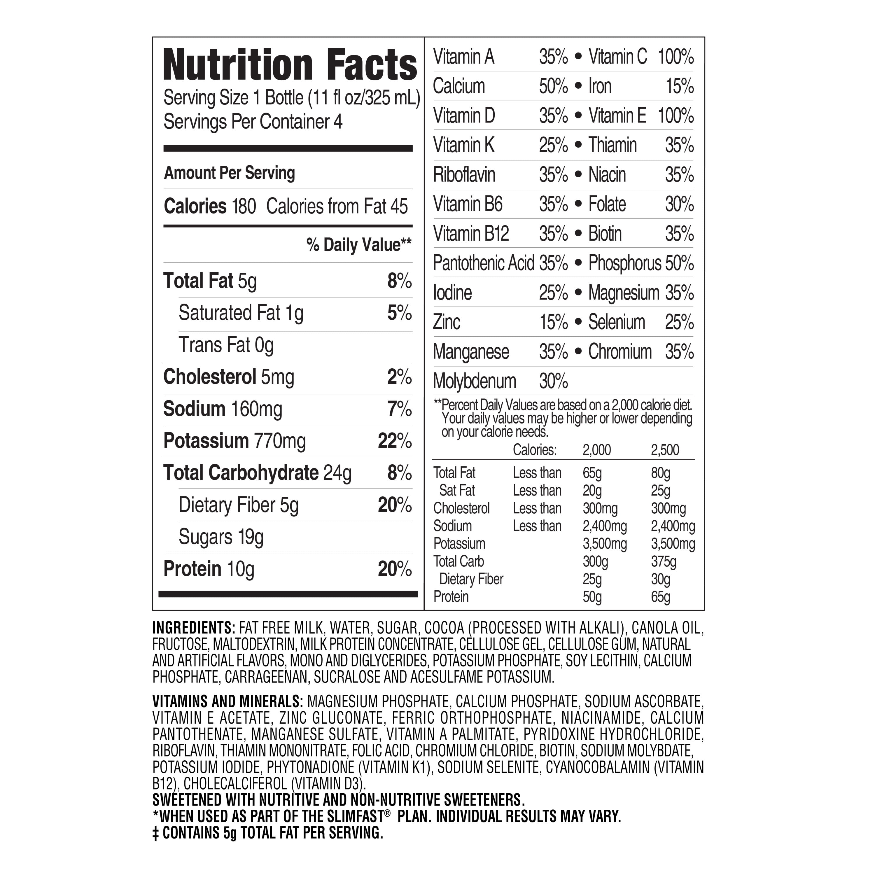SlimFast Original Ready to Drink Meal Replacement Shakes, Rich Chocolate Royale, 11 fl. oz., 4 Pack