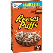 REESE'S PUFFS Breakfast Cereal, Chocolatey Peanut Butter Cereal, Family Size, 19.7 oz
