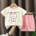 thumbnail image 4 of kpoplk Toddler Baby Girl Summer Clothes Toddler Girls Summer Outfits Short Sleeve T-Shirts Shorts Clothing Set 6M-3Y(Beige,18-24 M), 4 of 4