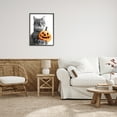 thumbnail image 3 of Stupell Industries Cat & Jack-o-Lantern Holiday Painting Black Framed Art Print Wall Art, 24 x 30, 3 of 9