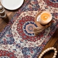 thumbnail image 5 of Blue Red Floral Table Runner, Ethnic Oriental Cotton Linen Kitchen Table Decoration Washable Dining Tabletop Runners for Home Party Decor 18x72 Inches, 5 of 9
