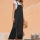 thumbnail image 4 of Pantalones de mujer Casual Retro Sólido Bolsillo Botones Overoles Pantalones de pierna ancha Pompotops qyievc433, 4 of 7